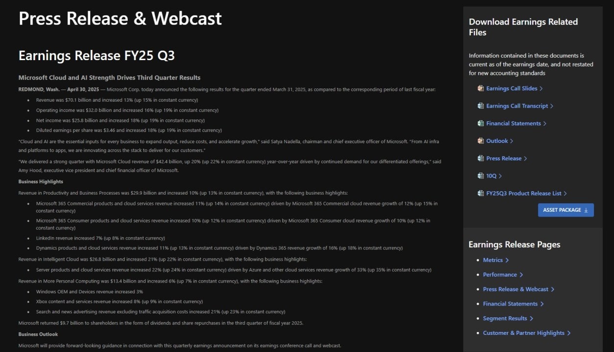 Microsoft Surges Past Q3 FY2025 Expectations: Azure, Cloud, and AI Drive Record Earnings