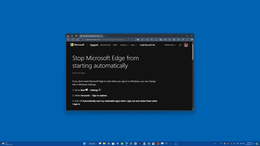 stop microsoft edge from starting automatically