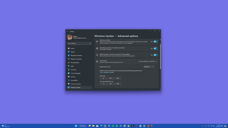 active hours in windows 11