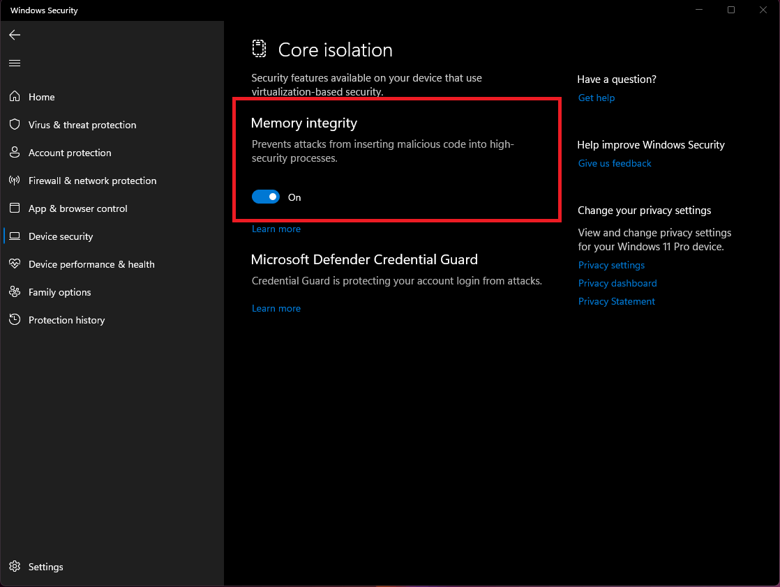 How (and why) to enable Core isolation's Memory integrity feature to enhance security on Windows 11