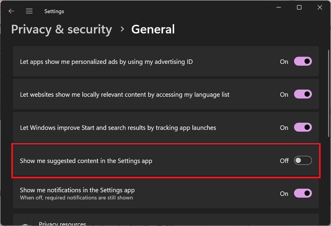 How to quickly disable ads in Windows 11's Start Menu